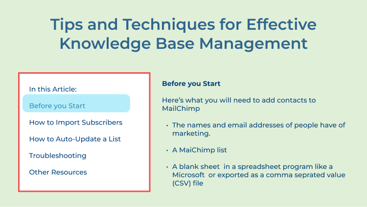 Exercise Knowledge Base Design Best Practices