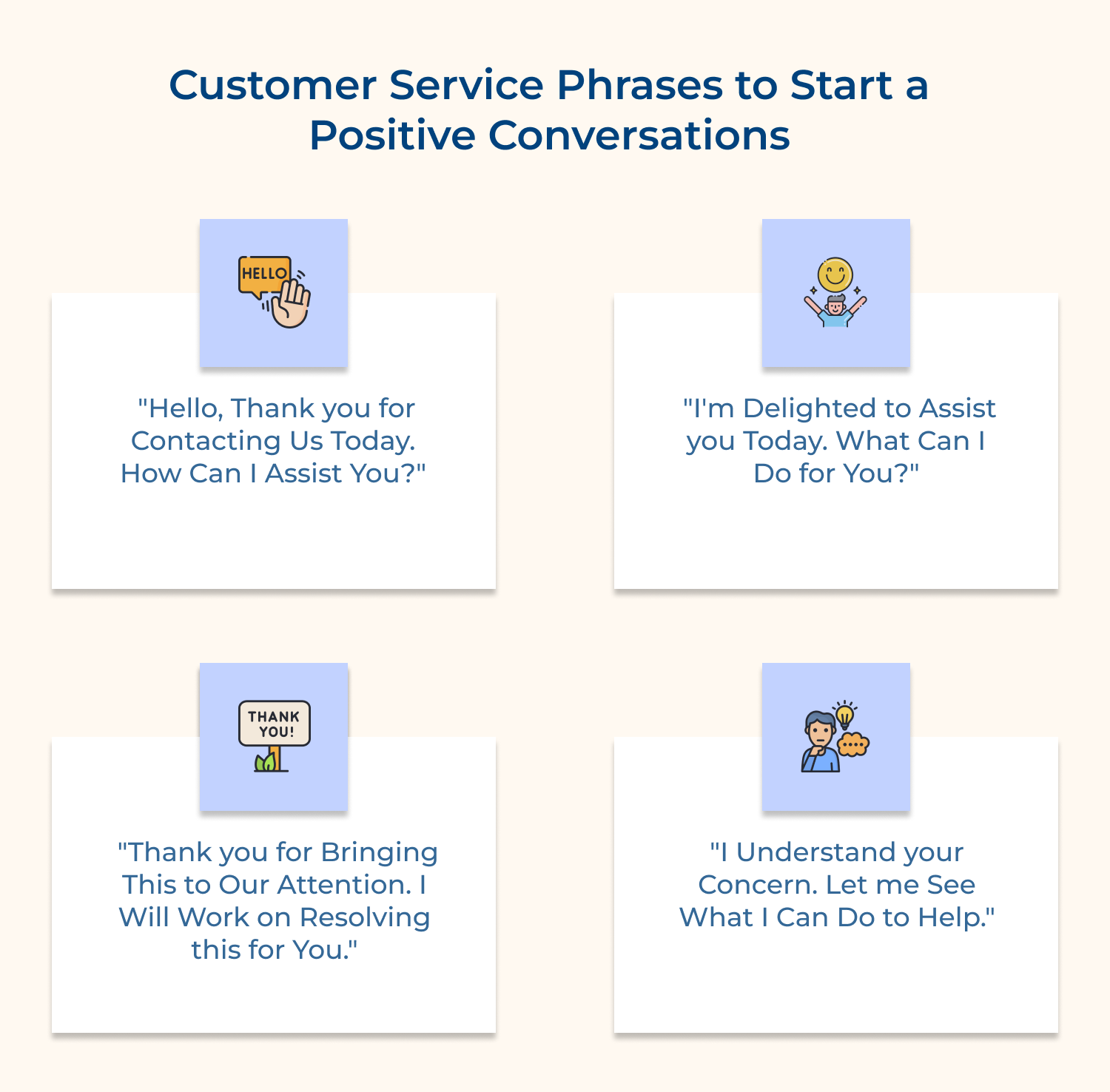 Customer service phrases to start a positive conversations 