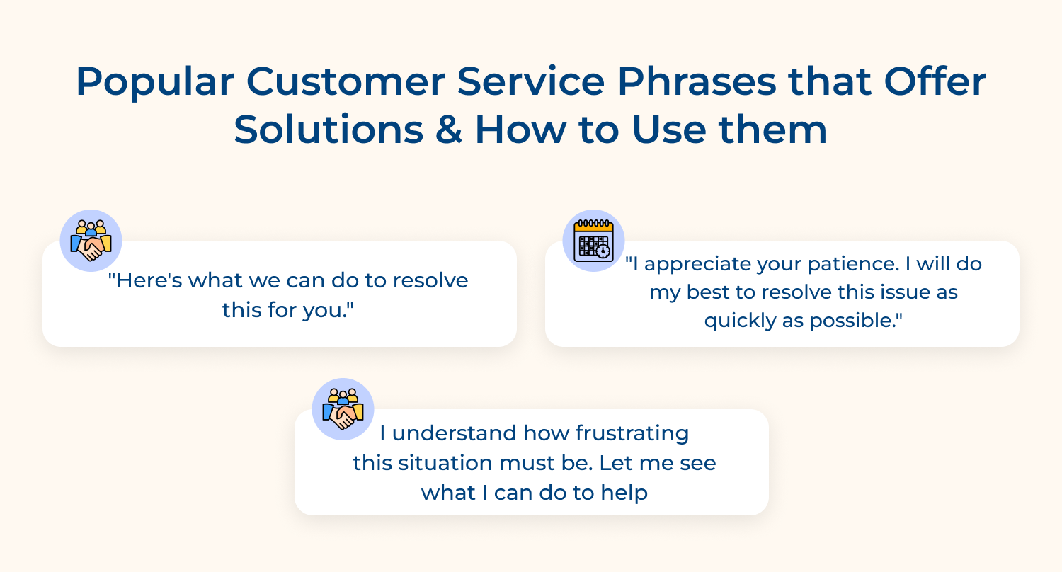 Popular customer service phrases that offer solutions and How to use them