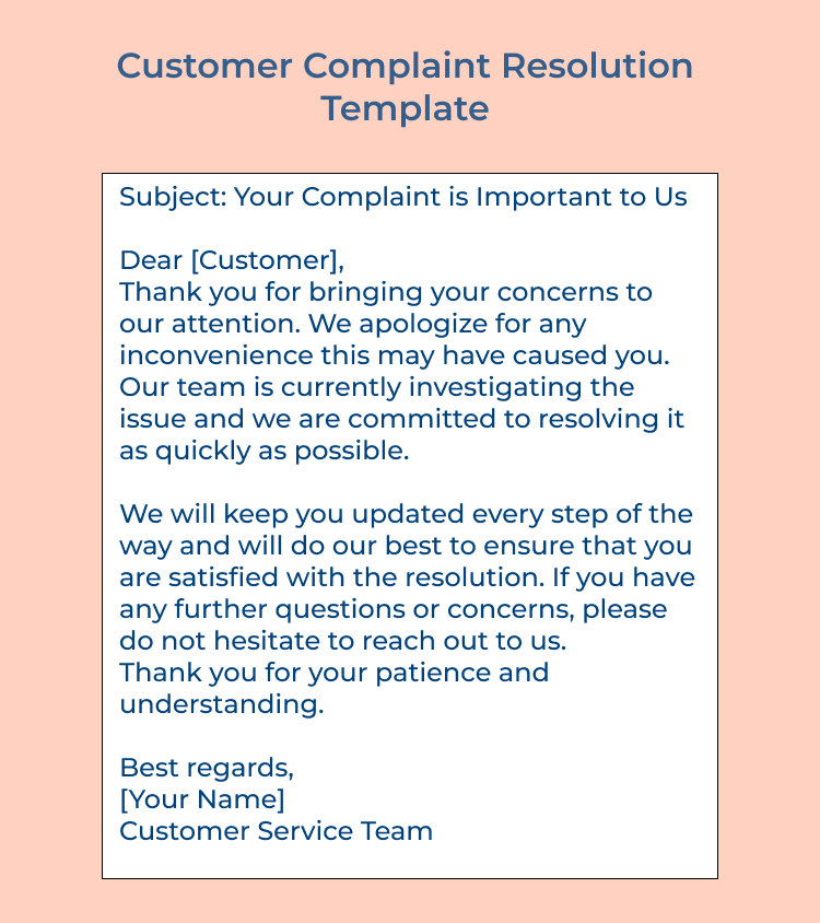 Customer Complaint Resolution  Template 