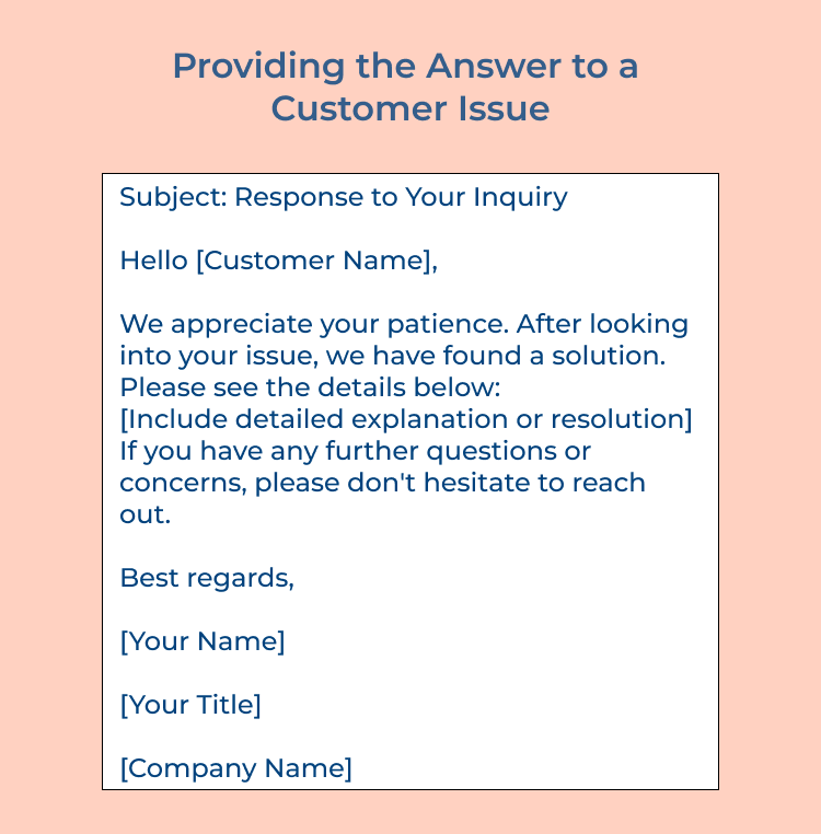 Providing the Answer to a Customer Issue