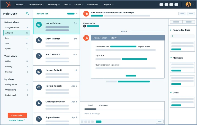 HubSpot Service Hub Email Help Desk & Ticketing Software