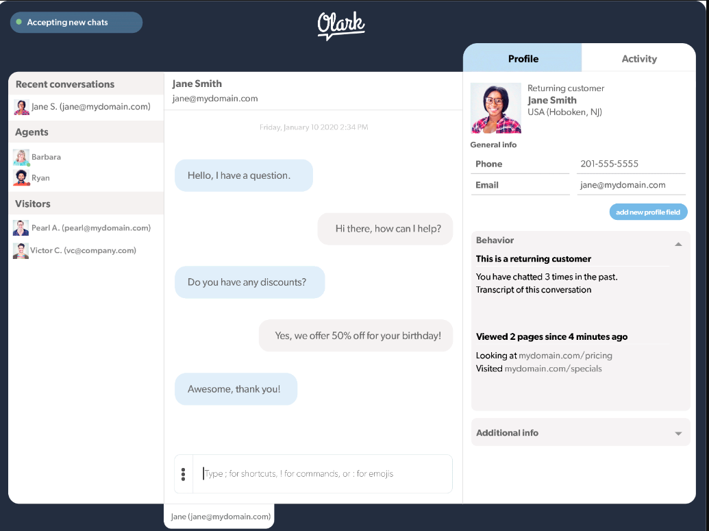 Olark Live Chat Apps