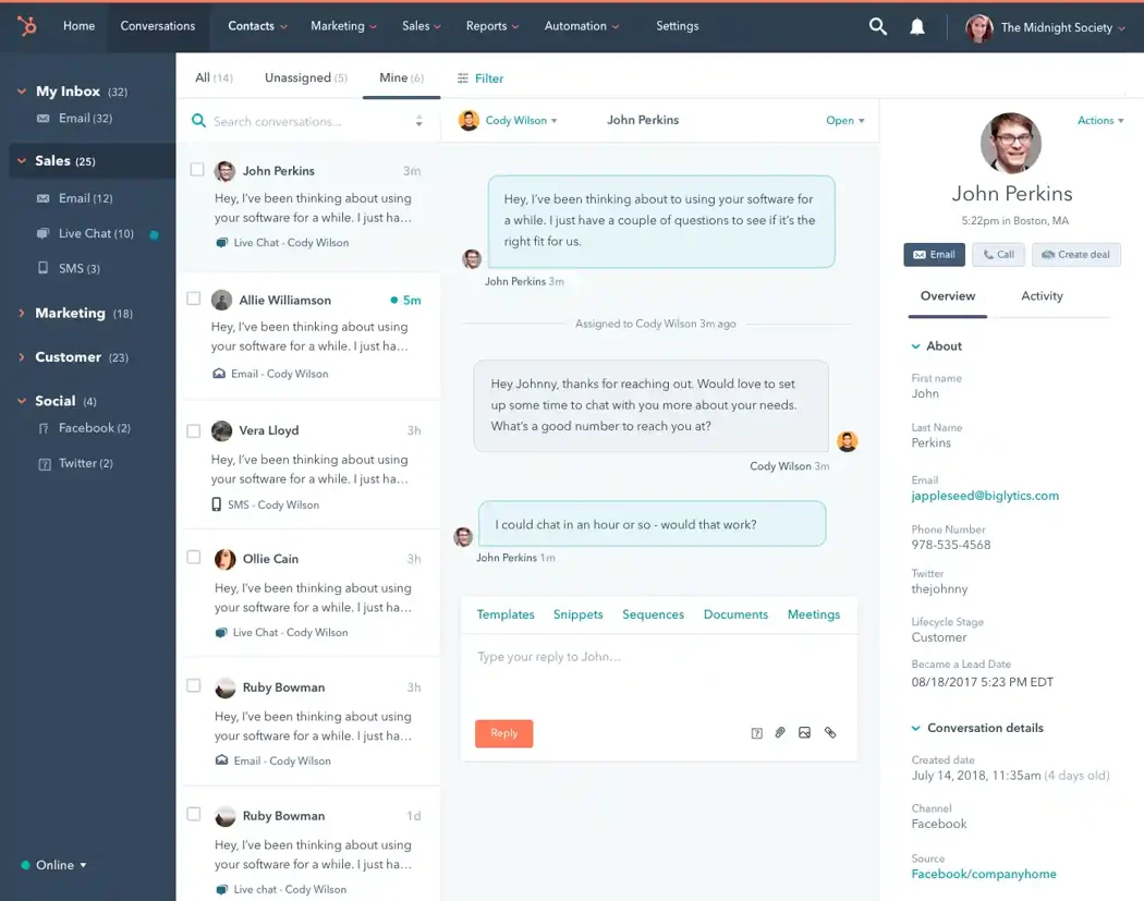 HubSpot Service Hub Social Media Customer Service Software
