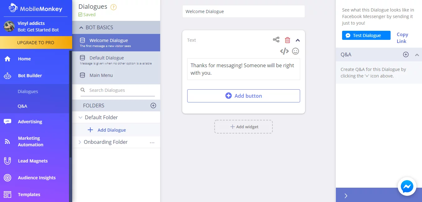 Mobilemonkey chatbots builders