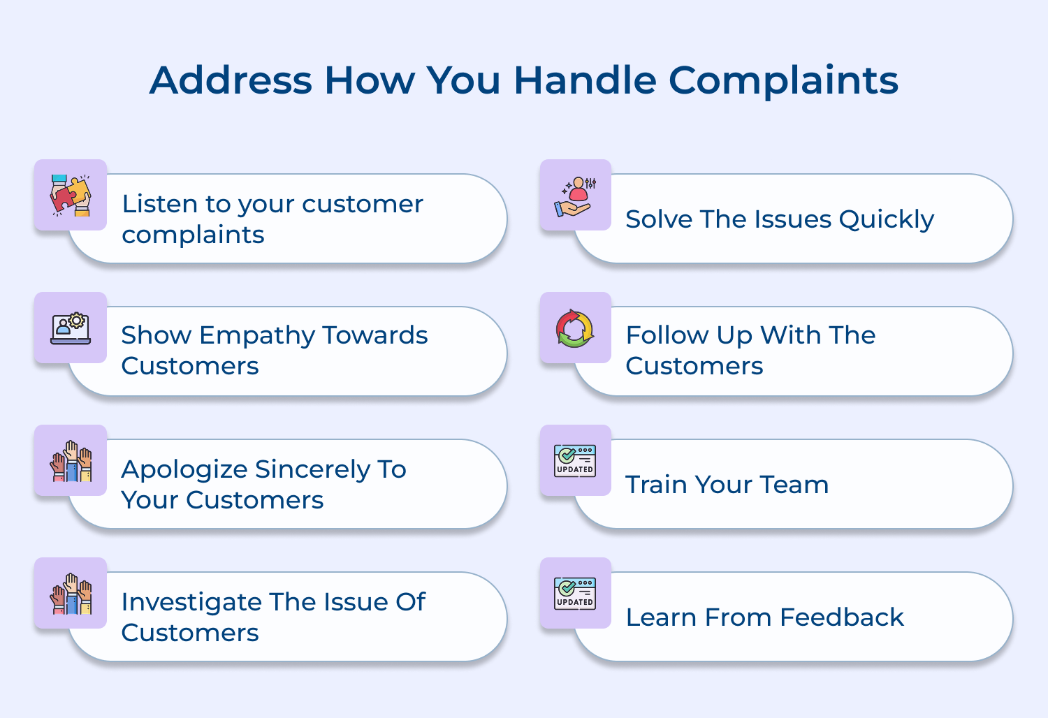 Address how you handle complaints